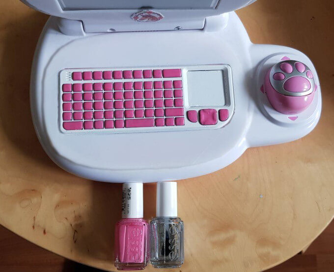 PinkPad keyboard and nail polish